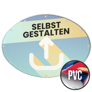 Ovale Banner selbst gestalten in Wunschgröße, PVC