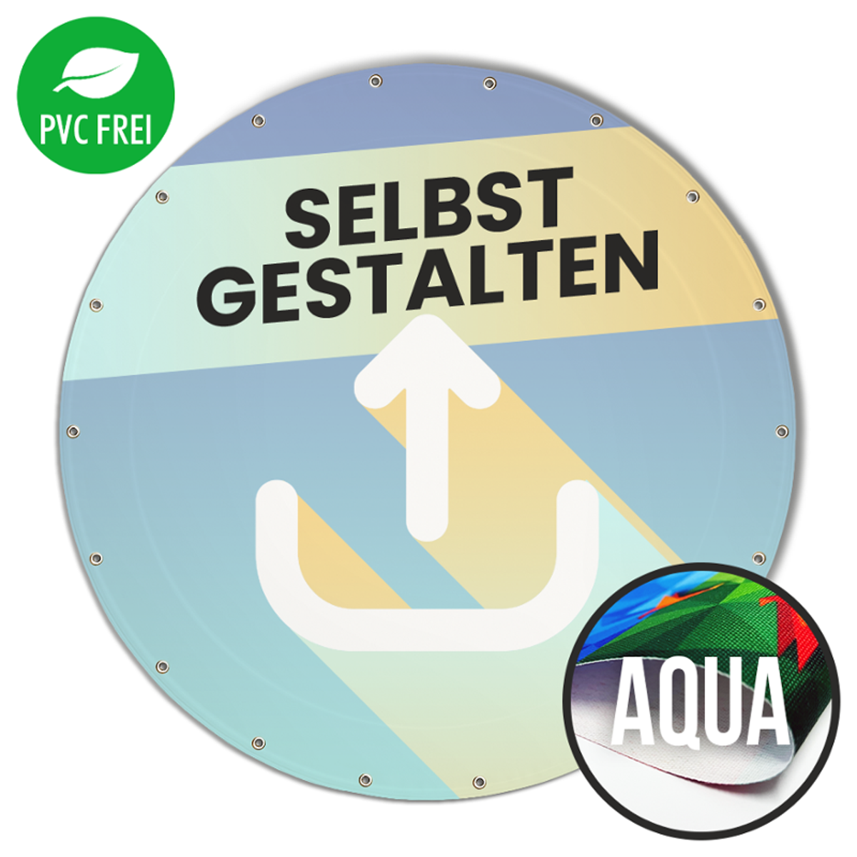 Runde Banner selbst gestalten in Wunschgröße, Aqua