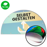 Halbrunde Banner selbst gestalten in Wunschgröße, Textil Aqua