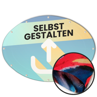 Ovale Banner selbst gestalten in Wunschgröße, Textil Flag