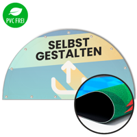 Halbrunde Banner selbst gestalten in Wunschgröße, Textil Sun