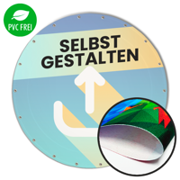 Runde Banner selbst gestalten in Wunschgröße, Textil Aqua