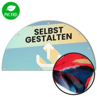 Halbrunde Banner selbst gestalten in Wunschgröße, Textil Flag