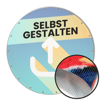 Runde Banner selbst gestalten in Wunschgröße, Mesh Prime