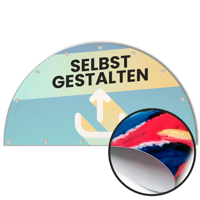 Halbrunde Banner selbst gestalten in Wunschgröße, PVC Basic
