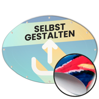 Ovale Banner selbst gestalten in Wunschgröße, PVC Basic