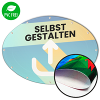 Ovale Banner selbst gestalten in Wunschgröße, Textil Aqua