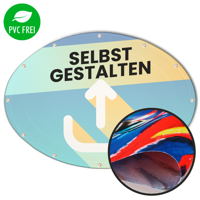 Ovale Banner selbst gestalten in Wunschgröße, Textil Prime